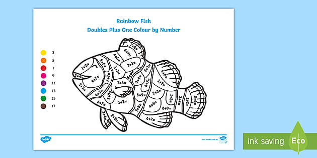 Rainbow fish lour by number worksheet