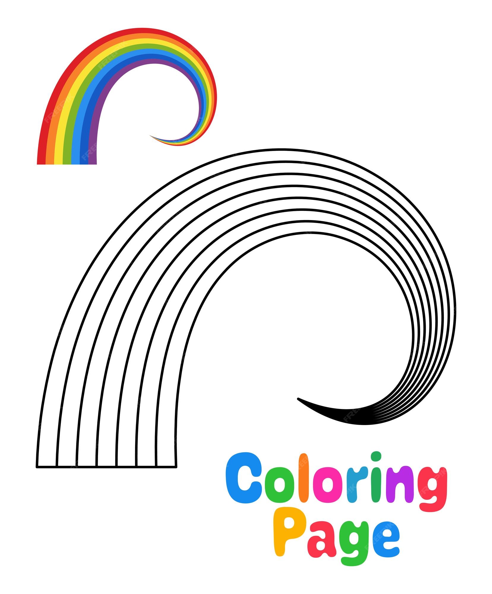 Premium vector coloring page with rainbow for kids