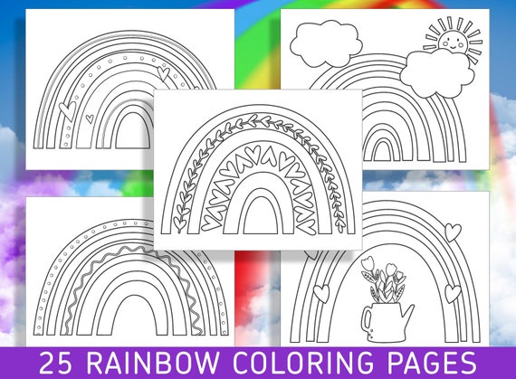 Delightful rainbow coloring pages for preschool and kindergarten pdf file instant download