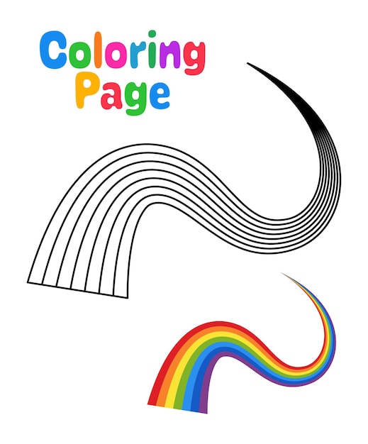 Premium vector coloring page with rainbow for kids