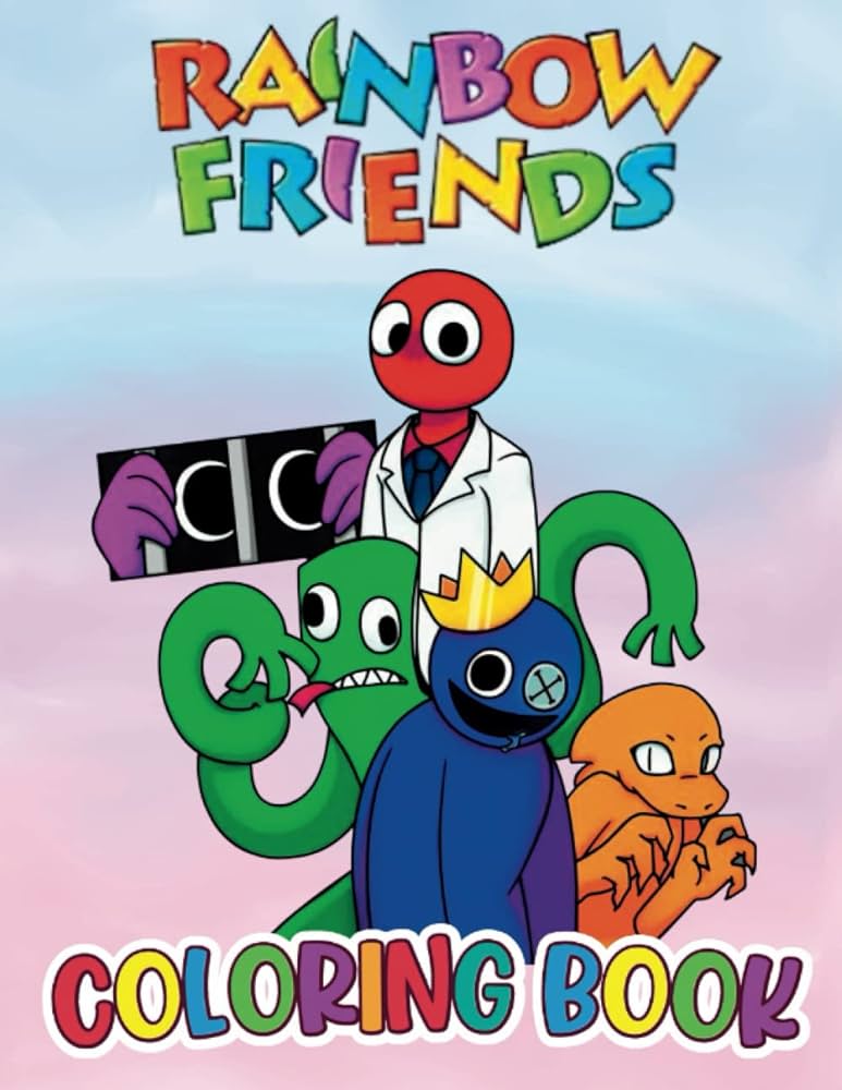 Rainbow friends coloring book jumbo coloring book for kids ages