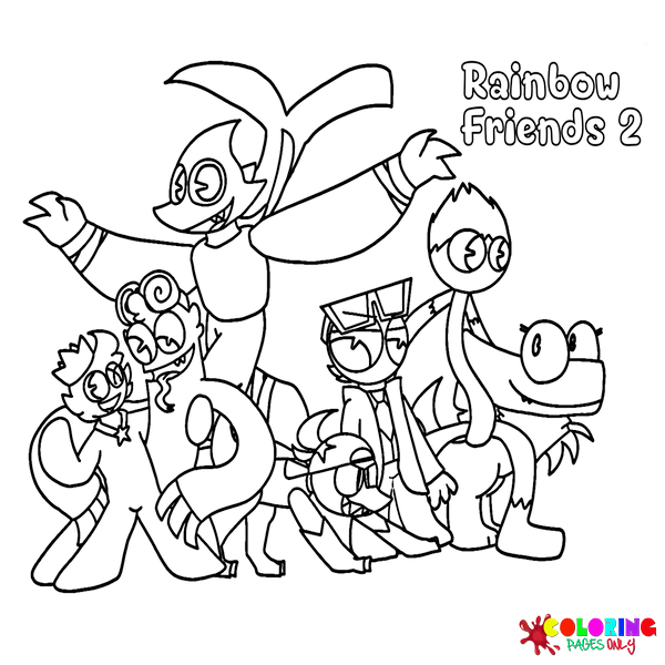 Rainbow friends coloring pages
