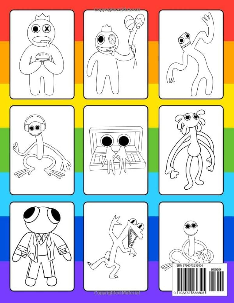 Rainbow friends coloring book large coloring book for kids ages