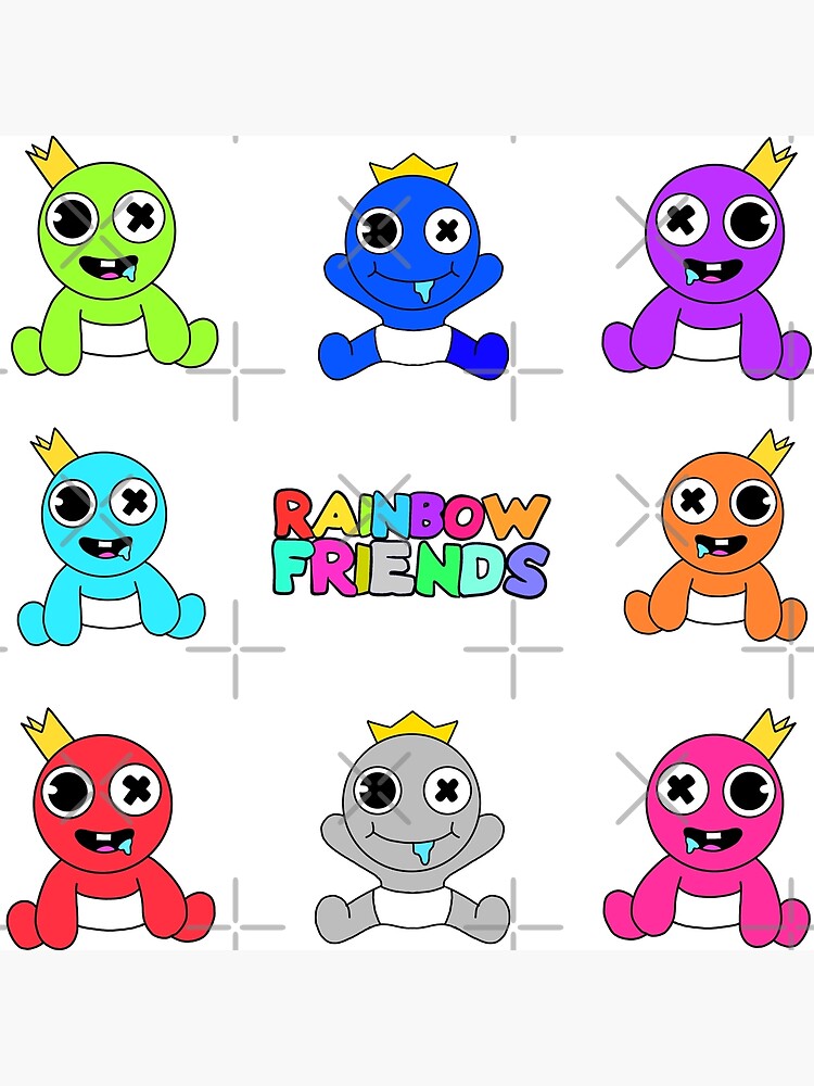 Rainbow friends colourful cute babies collection art board print for sale by color