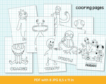 Coloring pages rainbow friends coloring pages home print ðasy to use pdf digital coloring pages for kids