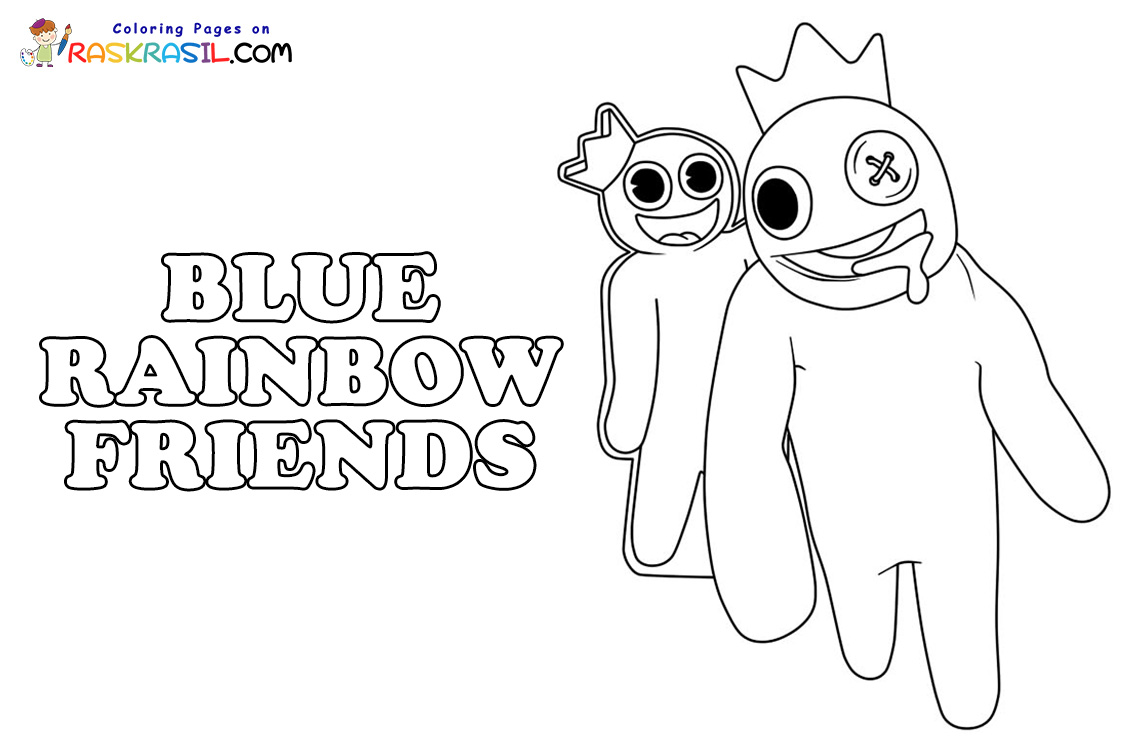 Blue rainbow friends coloring pages