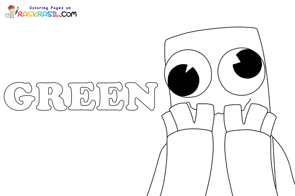 Green rainbow friends coloring pages