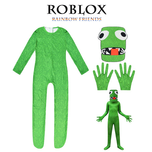 Roblox rainbow friends green cosplay costume kids halloween fancy dress party on