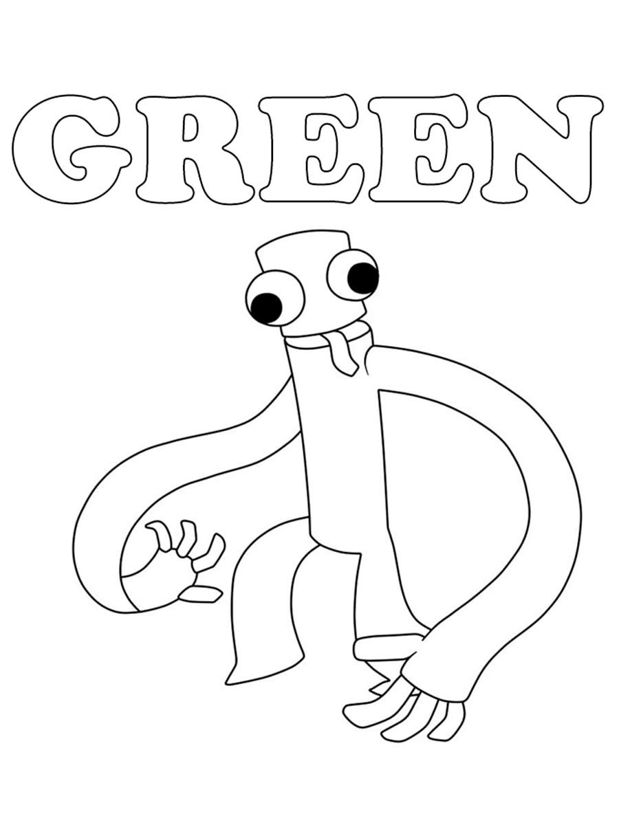 Green rainbow friends coloring pages