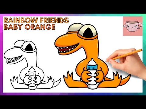 How to draw baby orange fro rainbow friends concept art cute step by step drawing tutorial