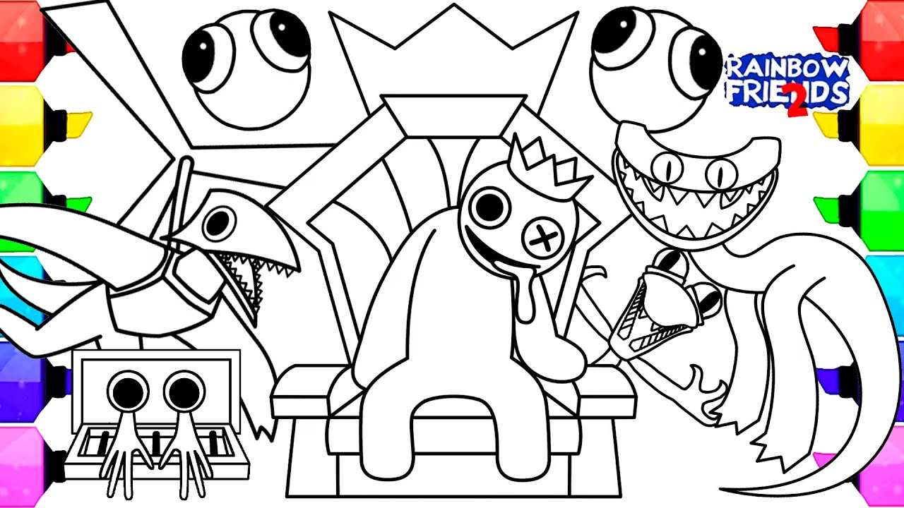 Rainbow friends chapter coloring pages how to color all new monsters rainbow friends ncs