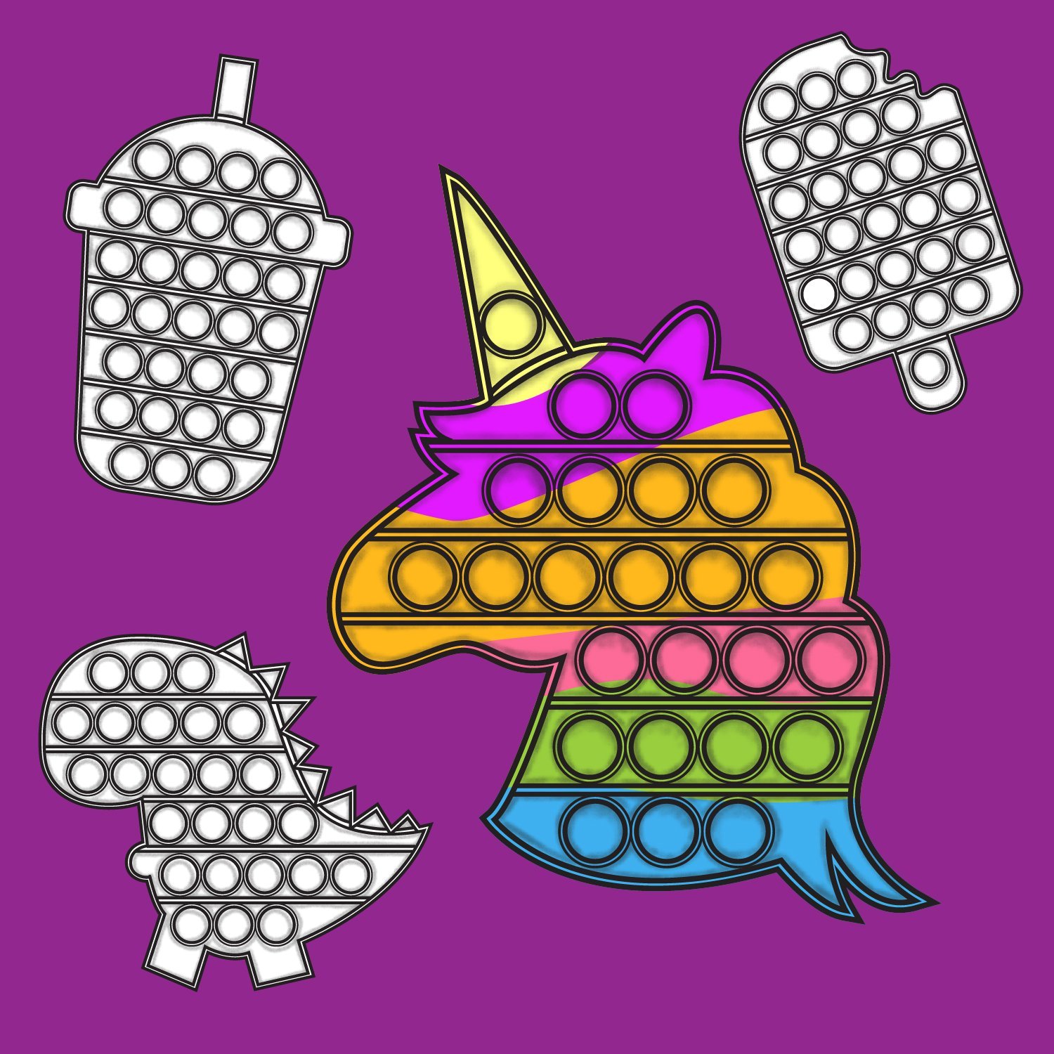 Pop it fidget toy free printable coloring pages