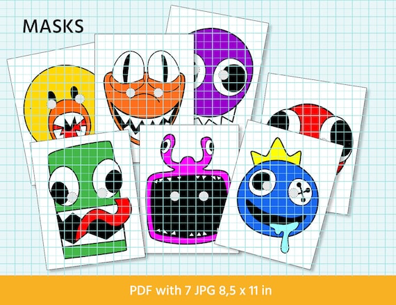 Halloween masks rainbow friends masks coloring pages home print pdf digital coloring pages for kids