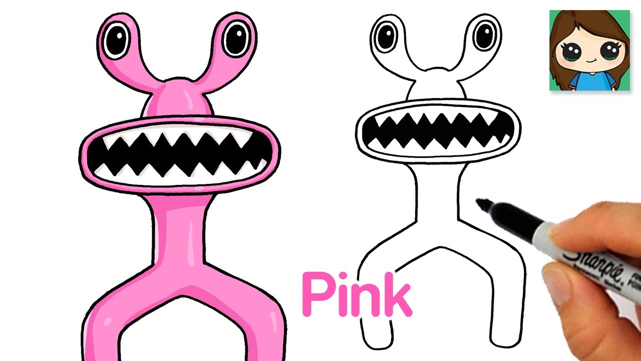 How to draw pink easy roblox rainbow friends