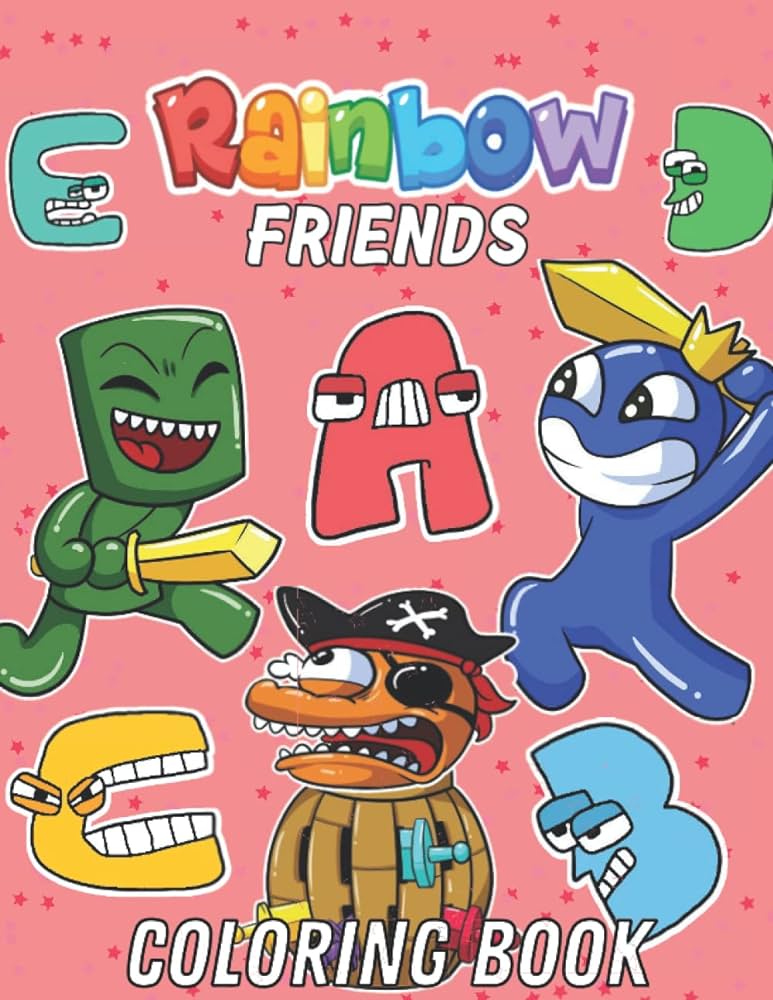 Rainbow friends coloring book beautiful alphabet lore game coloring pages great gift idea for rainbow friends fans pages of high quality coloring designs alphabet lore o coloring books