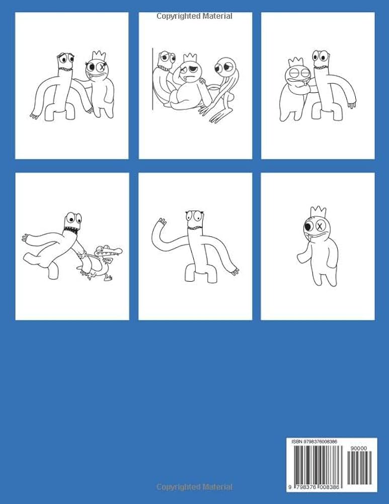 Rainbow friends coloring book jumbo pages of rainbow friends with all characters for easy coloring single