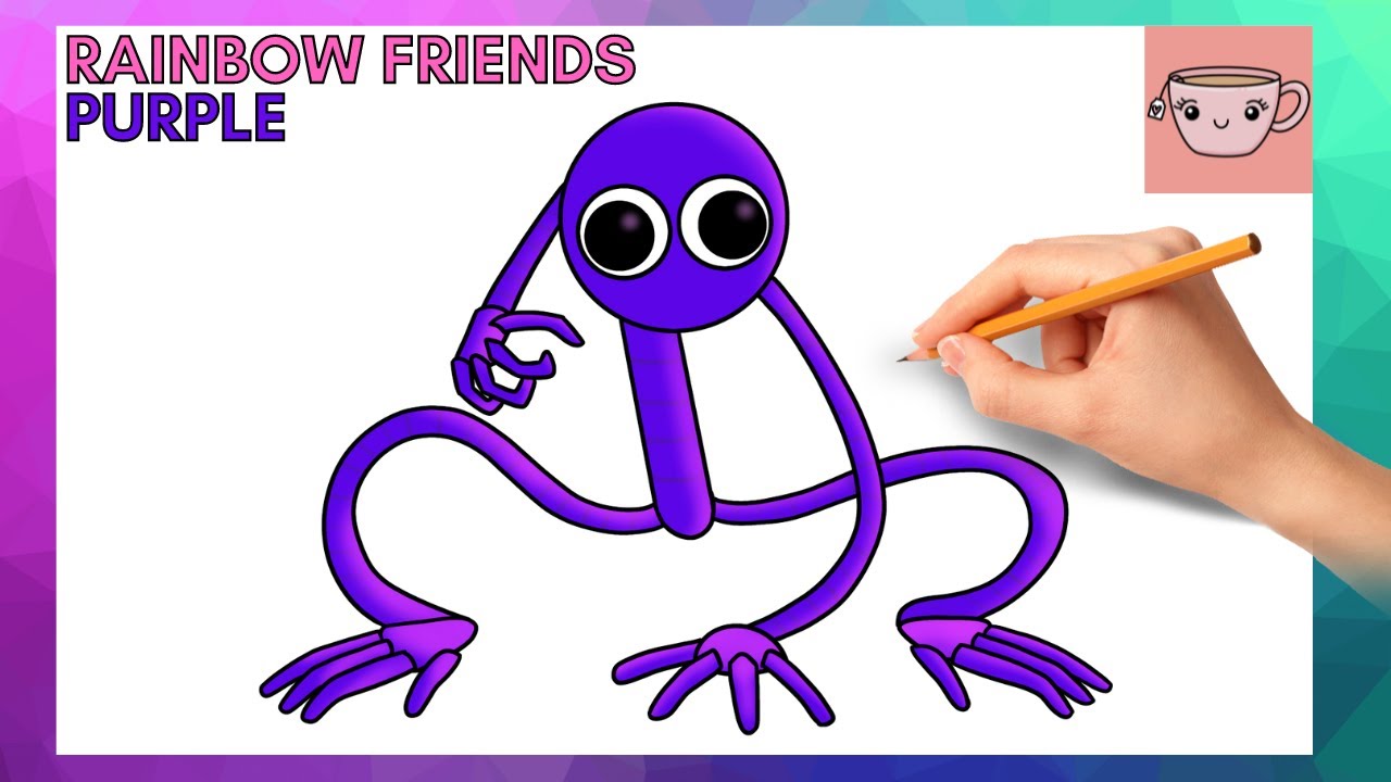 How to draw purple full body fro roblox rainbow friends easy step by step drawing tutorial