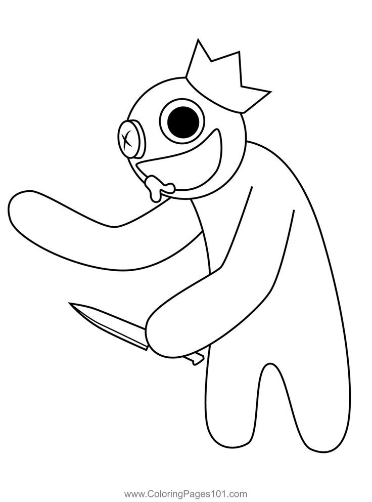 Blue running with knife rainbow friends roblox coloring page coloring pages coloring pages for kids cute pokemon wallpaper