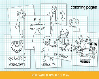 Roblox rainbow friends coloring pages digital download x