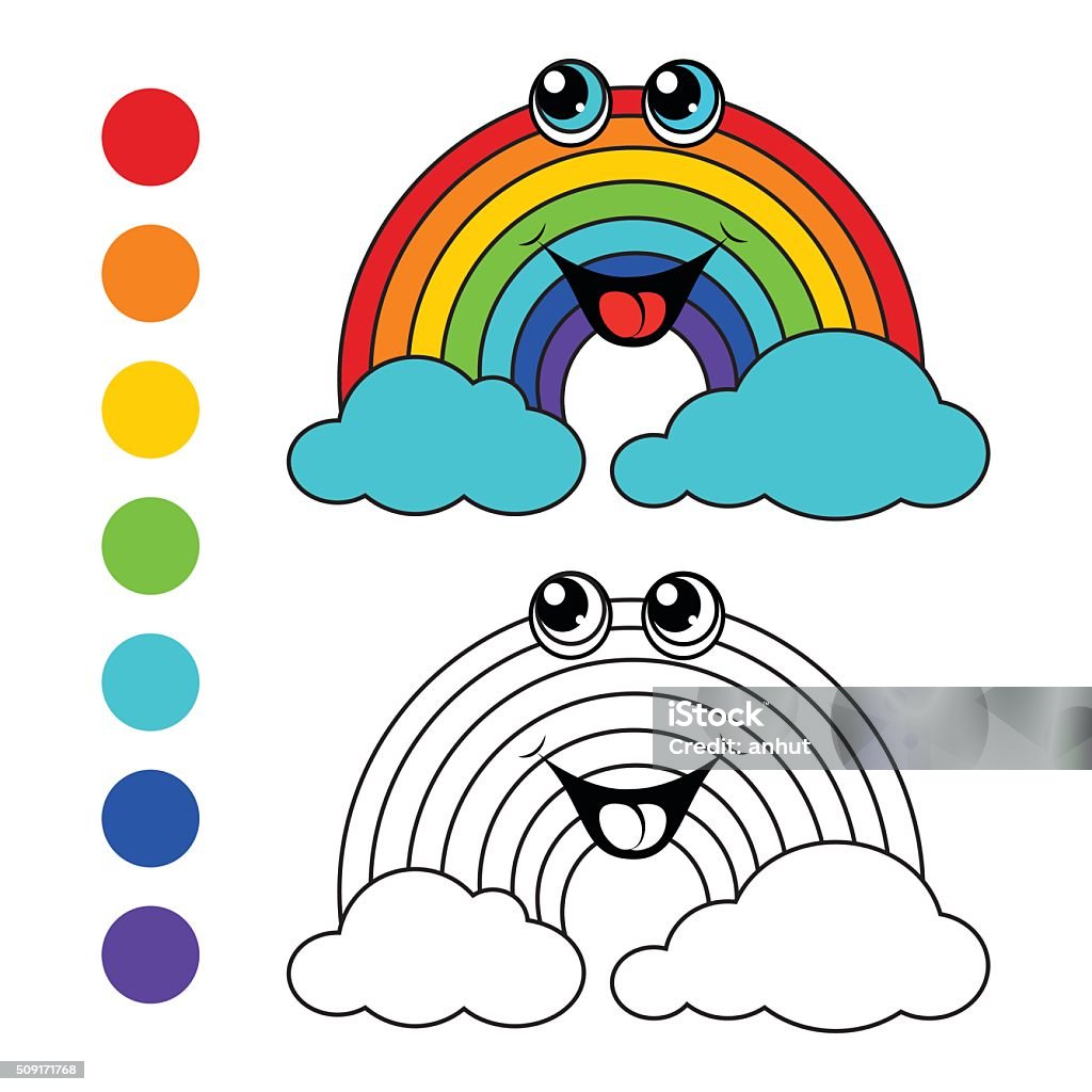 Coloring book rainbow kids layout for game vector illustration stock illustration