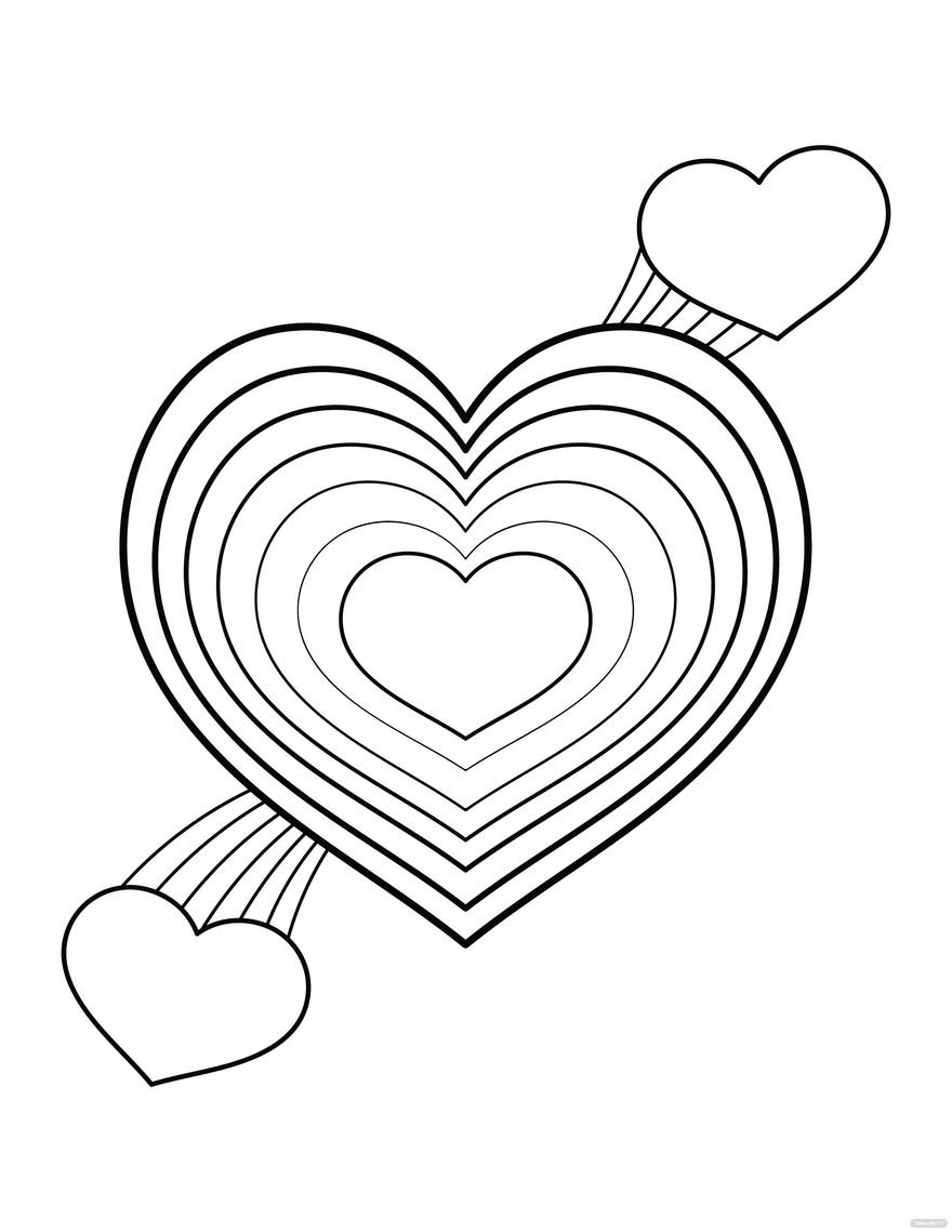 Free rainbow heart coloring page