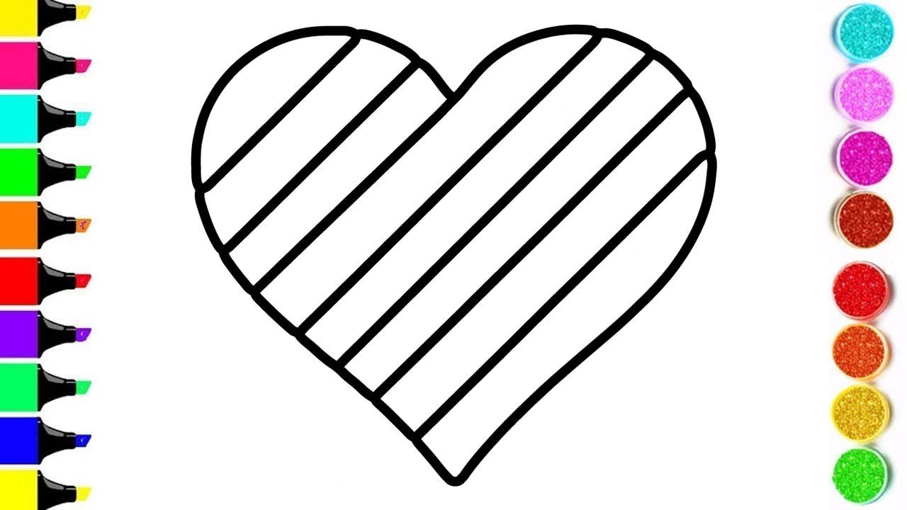 Rainbow heart drawing and coloring for kids rainbow heart coloring videos kids learn color