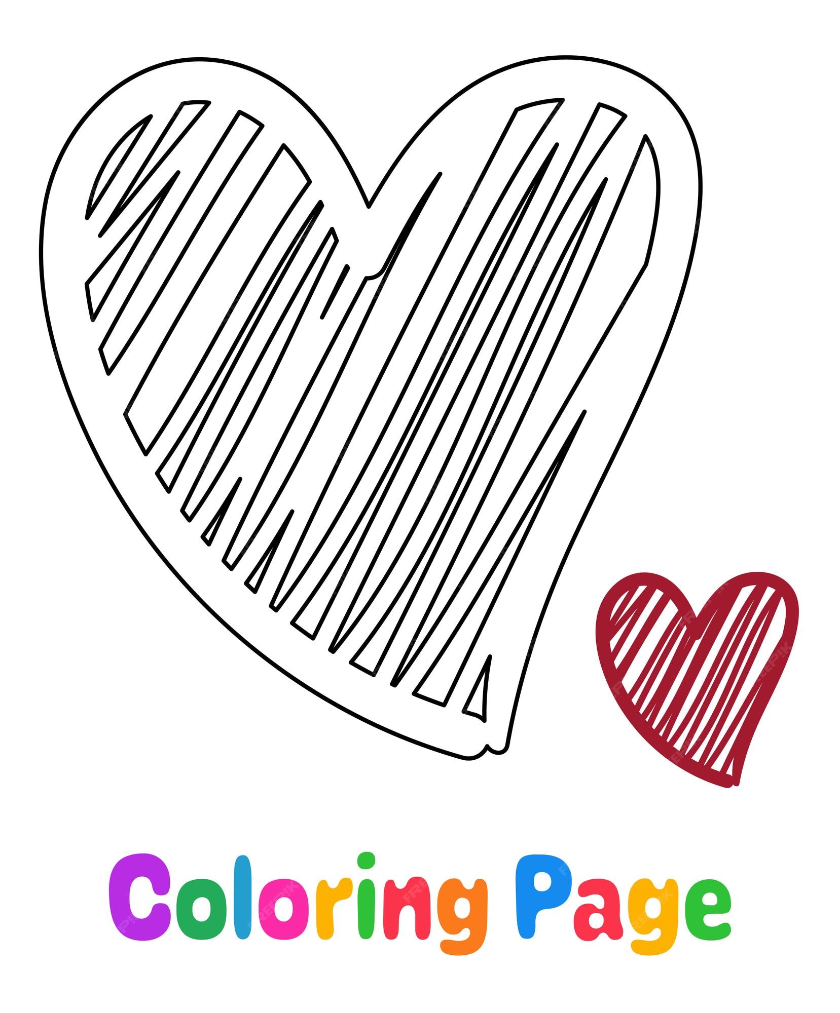 Premium vector coloring page with heart for kids