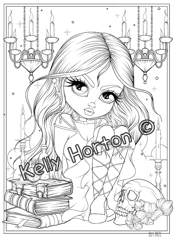 Cindy the witch pdfdownloadableprintable single colouring page