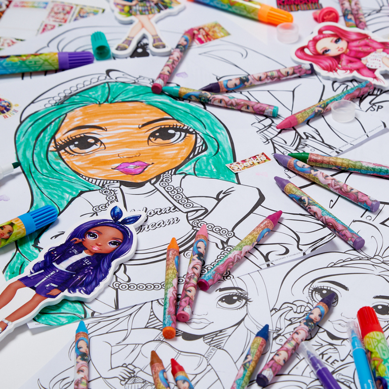 Rainbow high girls art set stickers markers and crayons for kids pieces