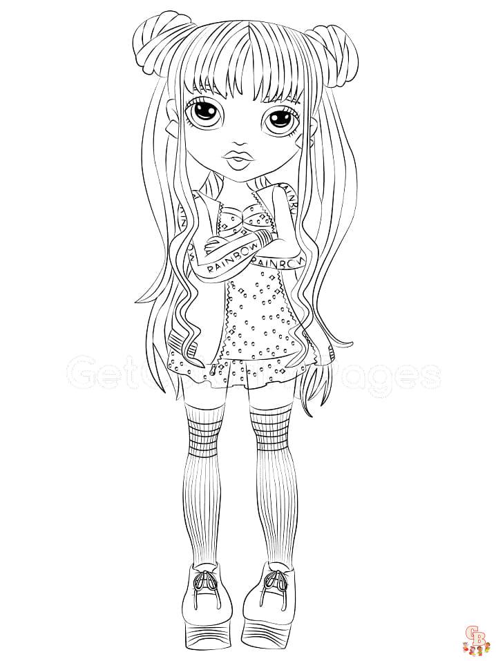 Printable rainbow high coloring pages free for kids and adults