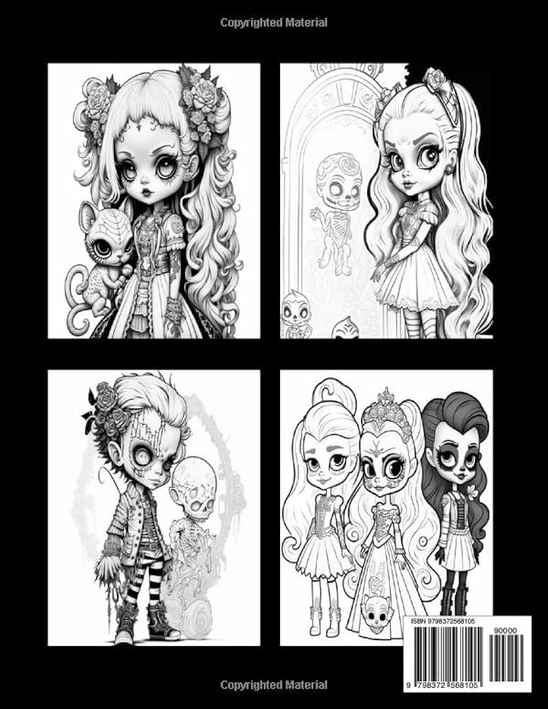 Monster dolls coloring book creepy dolls coloring pages for adults press koko art books