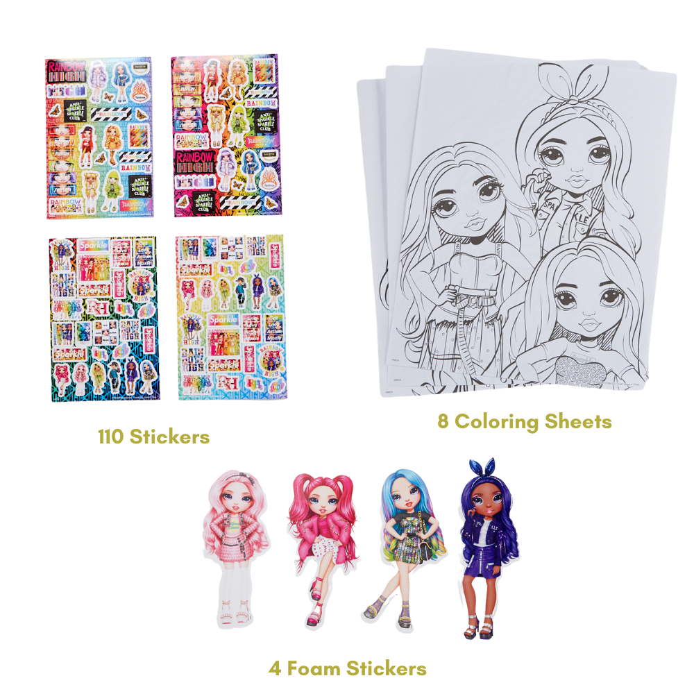 Rainbow high girls art set stickers markers and crayons for kids pieces
