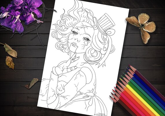Broken doll coloring page carnival doll printable coloring page download coloring page jpg adult coloring page marionette