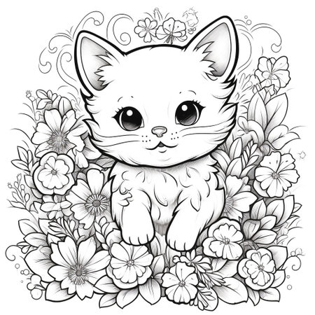 Coloring page cat stock photos and images