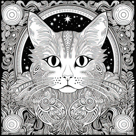 Coloring page cat stock photos and images