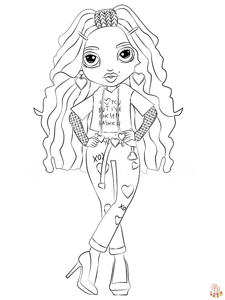 Printable rainbow high coloring pages free for kids and adults