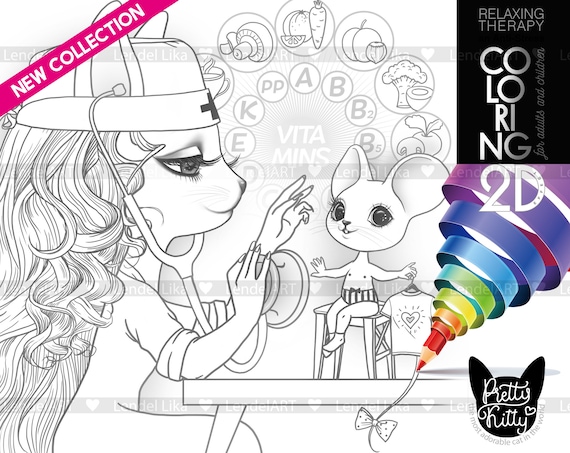 Kitty good doctor printable coloring kids coloring page
