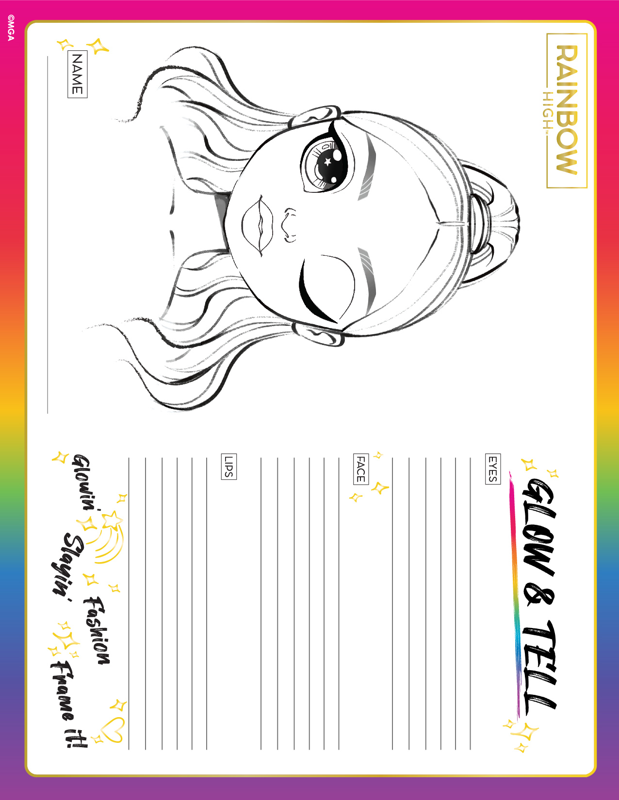 Rainbow high coloring pages