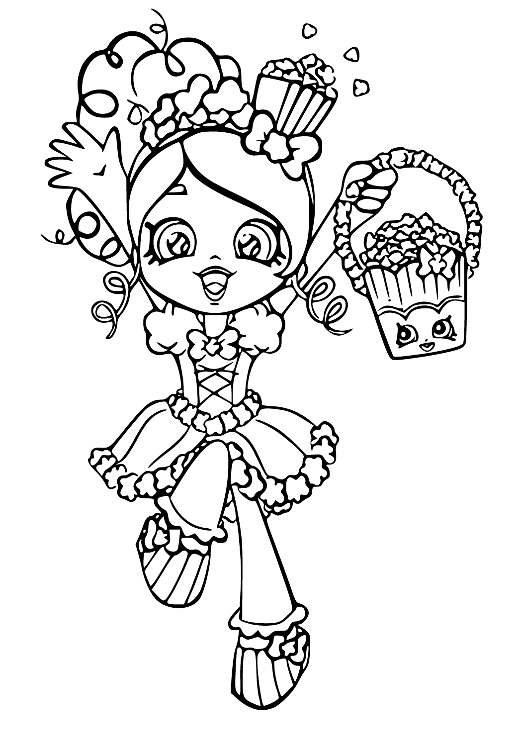 Free printable rainbow high popcorn coloring page for adults and kids