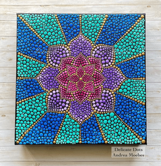 How to make a rainbow inspired mandala art dot painting