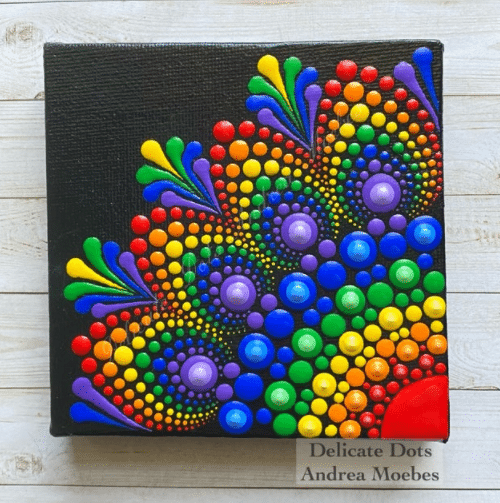 How to make a rainbow inspired mandala art dot painting