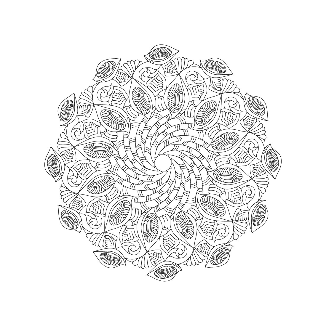 Bundle of radiant spirals mandala coloring book pages