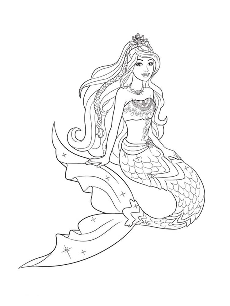 Barbie the mermaid coloring page