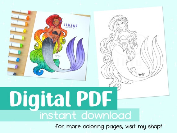 Rainbow mermaid nicole yee iikiui printable coloring