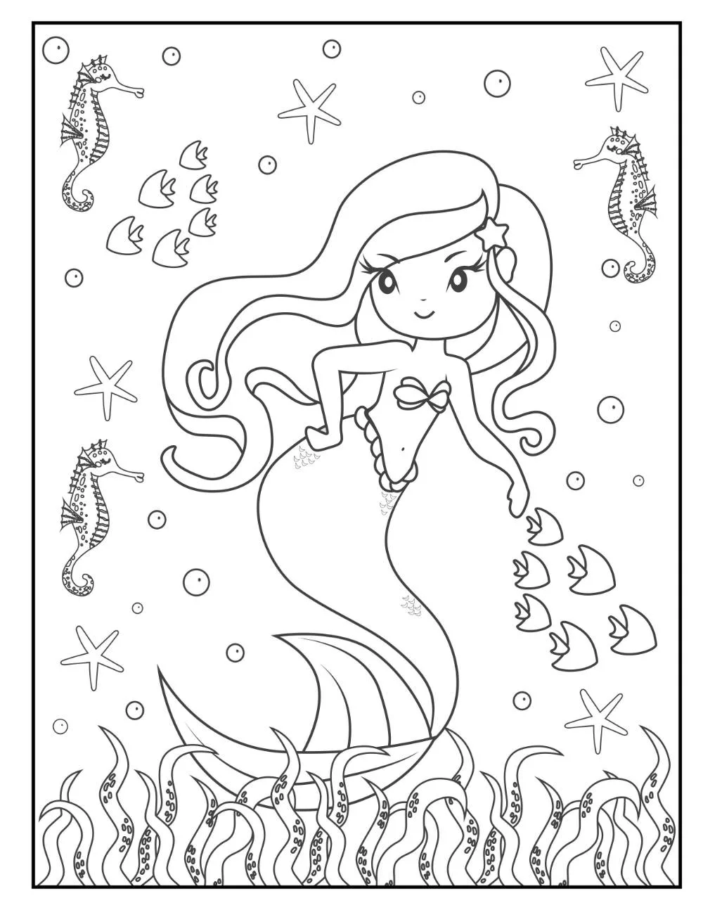Free mermaid coloring pages for download printable pdf