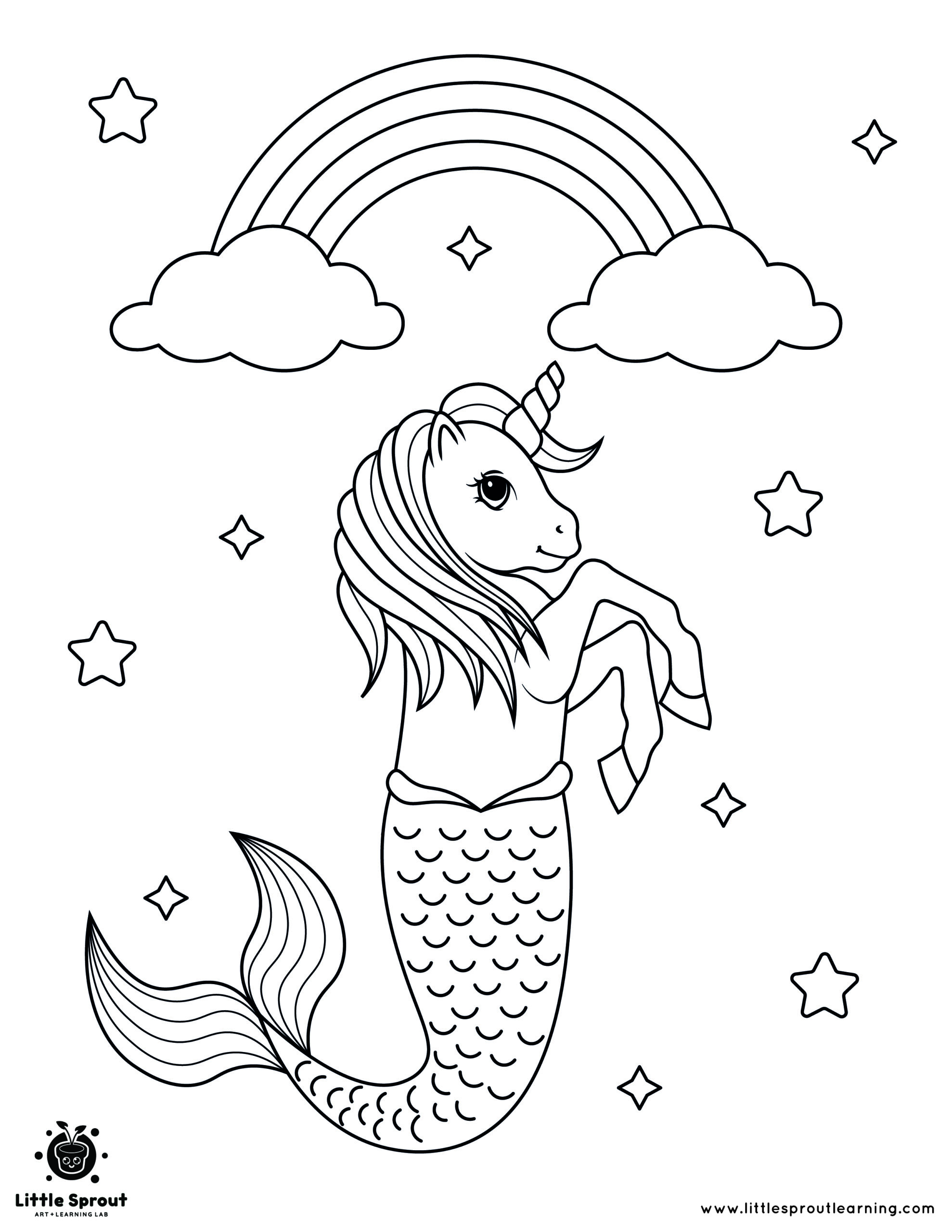 The best unicorn coloring page little sprout art