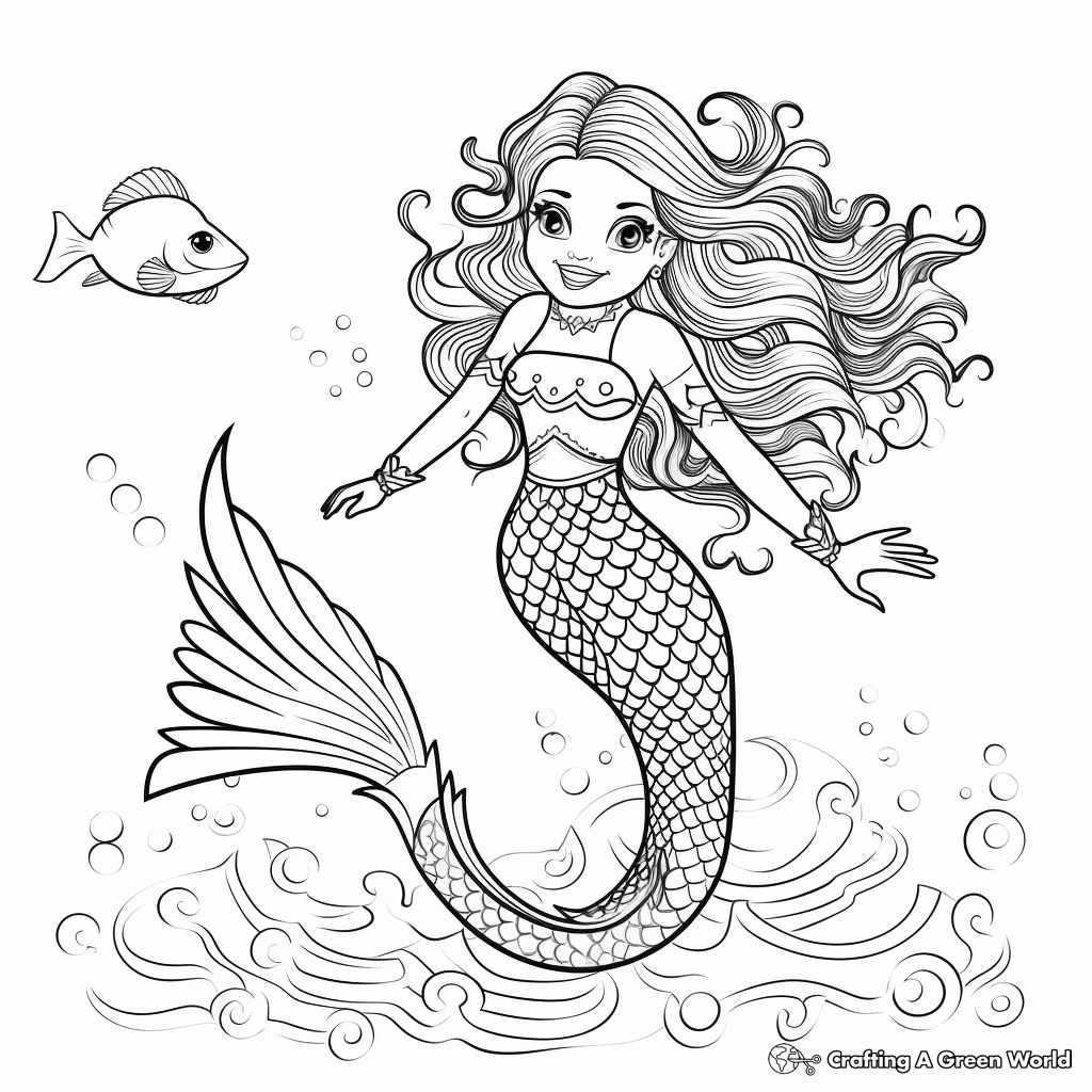 Beautiful mermaid coloring pages