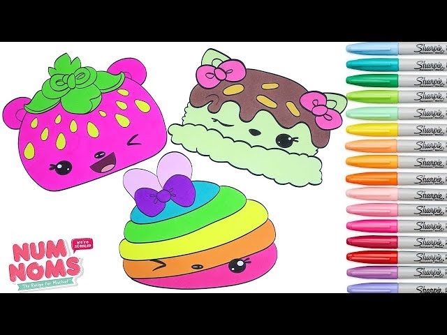 Num noms coloring book pages rainbow pop sadie seeds nana splits ârainbow splash
