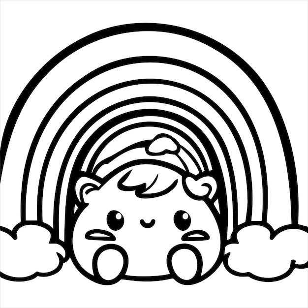 Premium vector kawaii rainbow coloring page