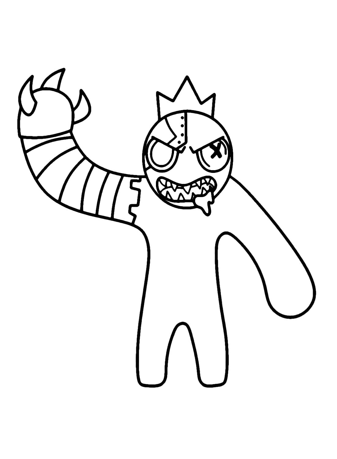 Angry blue rainbow friend coloring page